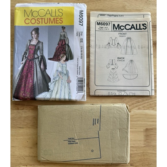 McCalls M6097 Steampunk Victorian Wedding Costume Pattern Size‎ 14-20 Uncut - Picture 4 of 4